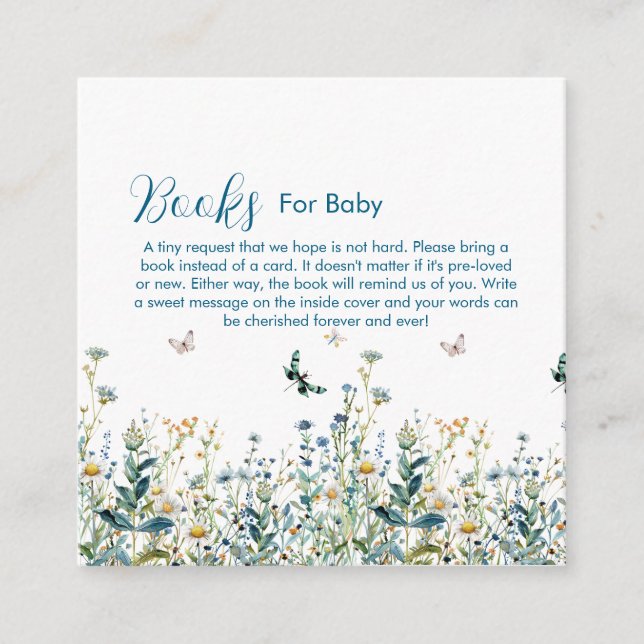 Wildflowers baby shower books for baby enclosure card (Front)