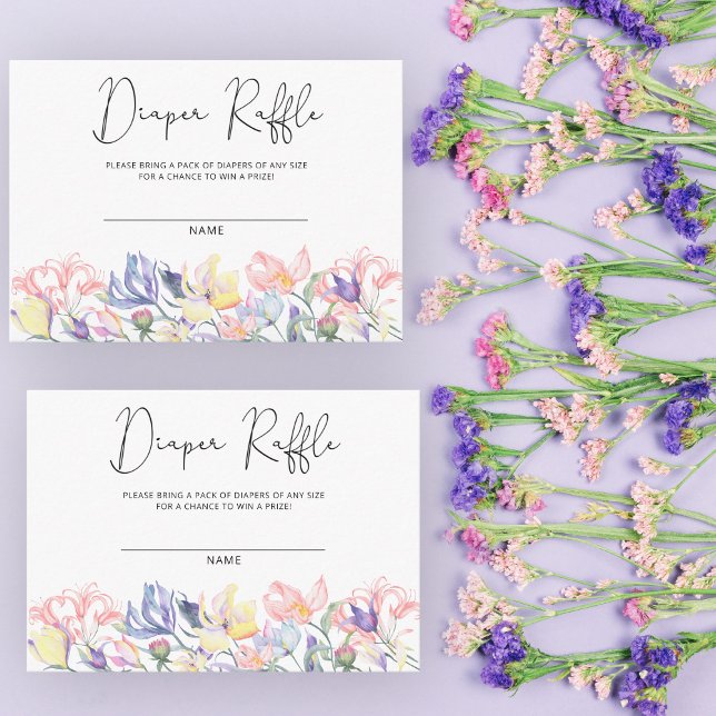 Wildflowers baby shower diaper raffle ticket enclosure card (Creator Uploaded)