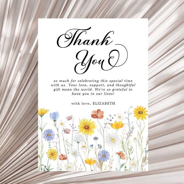 Wildflowers Baby Shower Floral Thank You Card (Creator Uploaded)
