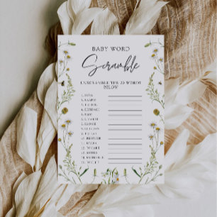 Wildflowers Baby shower game – Word scramble Invitation