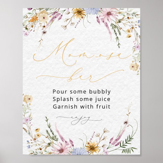 Wildflowers Baby Shower Mum-osa Bar Poster (Front)