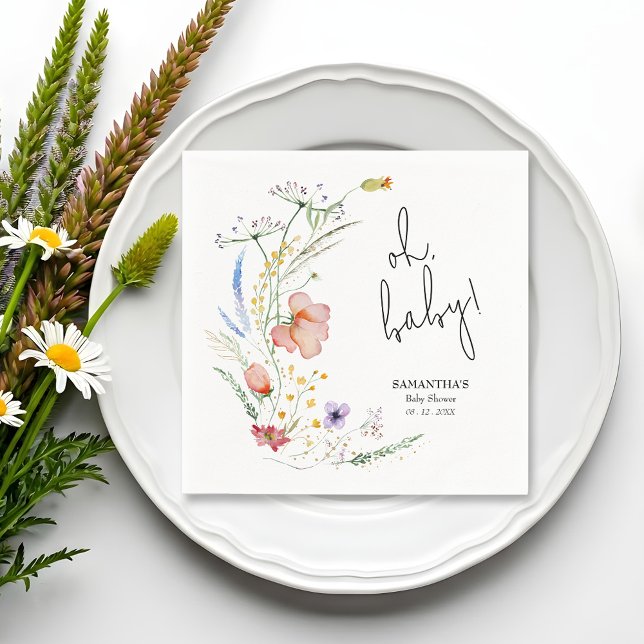 Wildflowers Baby Shower Napkin (Oh, Baby! Wildflowers Baby Shower Napkins)