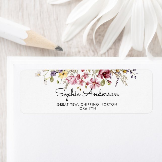 Wildflowers Baby Shower Return Address Label (Insitu)
