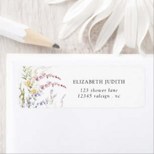 Wildflowers Baby Shower Return Address Label