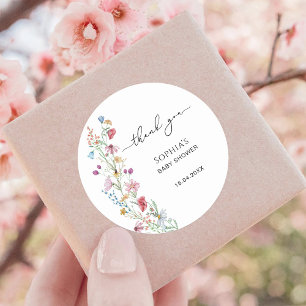 Wildflowers Baby shower Thank you Classic Round Sticker