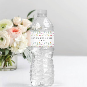 Wildflowers Baby Shower Water Bottle Label