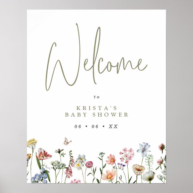 Wildflowers Baby Shower Welcome Poster (Front)