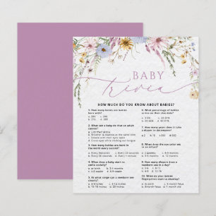 Wildflowers Baby Trivia Baby Shower Game Card