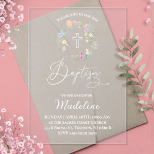 wildflowers   Baptism baby girl Acrylic Invitations