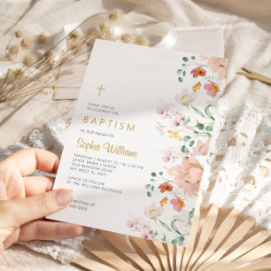 Wildflowers Baptism Invitation
