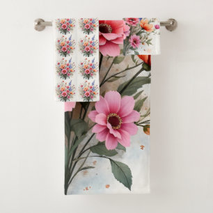 Wildflowers Beautiful Modern Luxury Collection Bath Towel Set