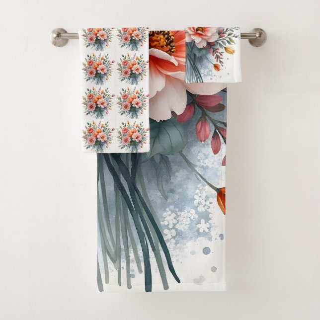 Wildflowers Beautiful Popular Luxury Collection Bath Towel Set (Insitu)