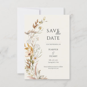 Wildflowers Beige Boho Botanical Save The Date