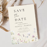 Wildflowers Beige Boho Save the Date Minimalist<br><div class="desc">This elegant boho save the date minimalist wildflower invitation is the perfect way to announce your upcoming nuptials in a stylish and affordable way. The invitation features a simple design with a wildflower and a modern font. The invitation is customisable with your own text and details, making it the perfect...</div>
