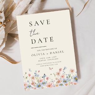 Wildflowers Beige Boho Save the Date Minimalist