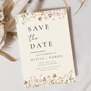 Wildflowers Beige Boho Save the Date Minimalist