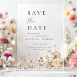 Wildflowers Beige Boho Save the Date Minimalist Acrylic Invitations<br><div class="desc">This elegant boho save the date minimalist wildflower invitation is the perfect way to announce your upcoming nuptials in a stylish and affordable way. The invitation features a simple design with a wildflower and a modern font. The invitation is customisable with your own text and details, making it the perfect...</div>
