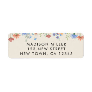 Wildflowers Beige Return Address Label