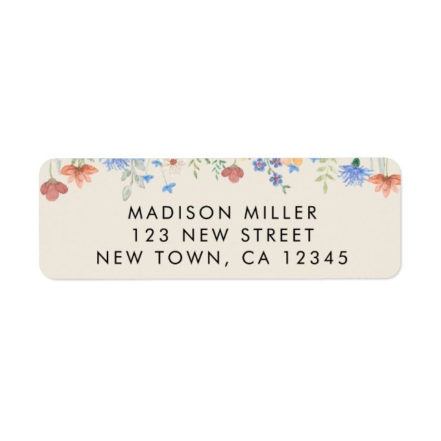 Wildflowers Beige Return Address Label (Front)