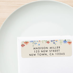 Wildflowers Beige Return Address Label