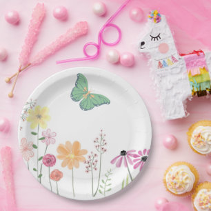 Wildflowers Bird Butterfly Girls Birthday Party  Paper Plate