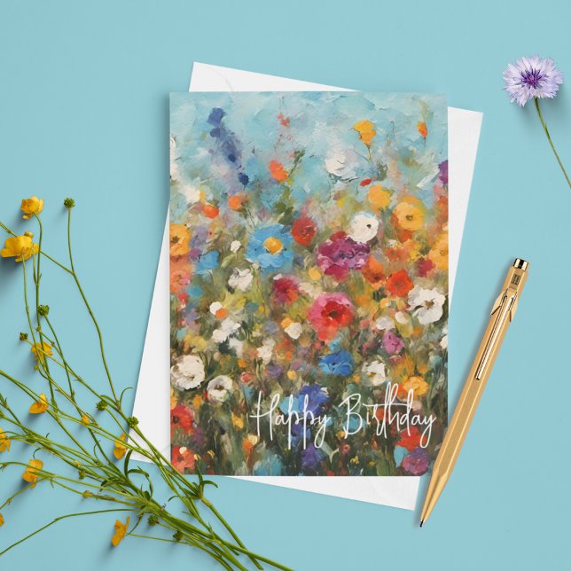 Wildflowers Birthday or Any Occasion Custom Text Card (All text on this card can be changed or removed to make it suitable for any occasion or sentiment.)
