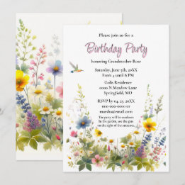 Wildflowers Birthday Party Invitation