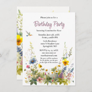 Wildflowers Birthday Party Invitation