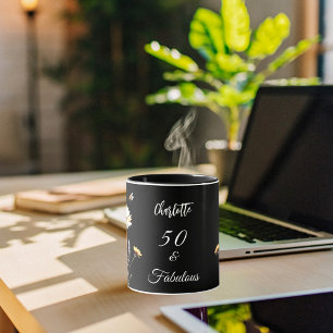 Wildflowers black yellow 50 fabulous birthday mug