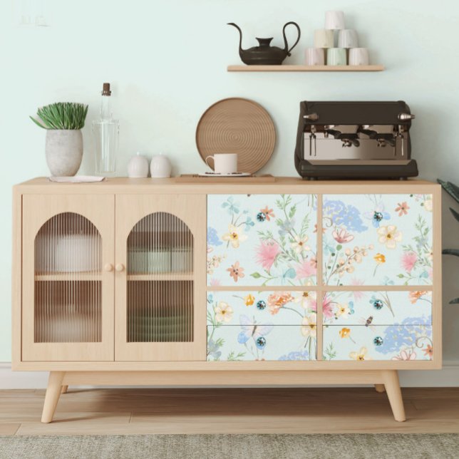 Wildflowers Blue Floral Bee Butterfly Decoupage Tissue Paper (Creator Uploaded)