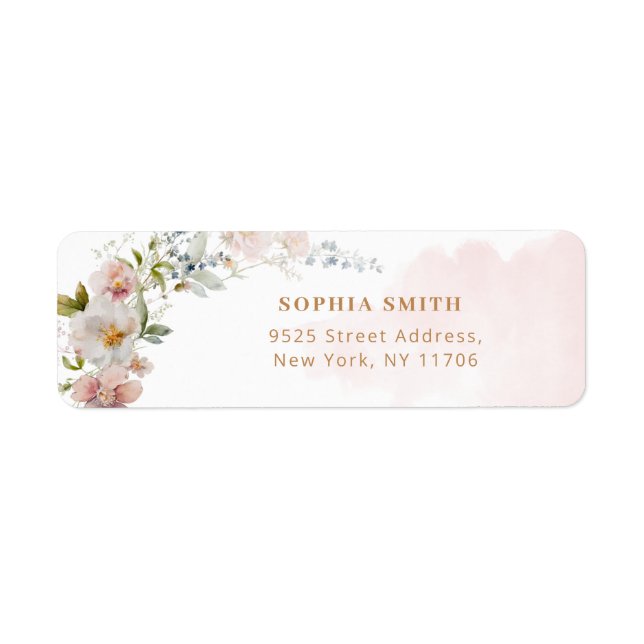 Wildflowers blush floral return Address Label (Front)