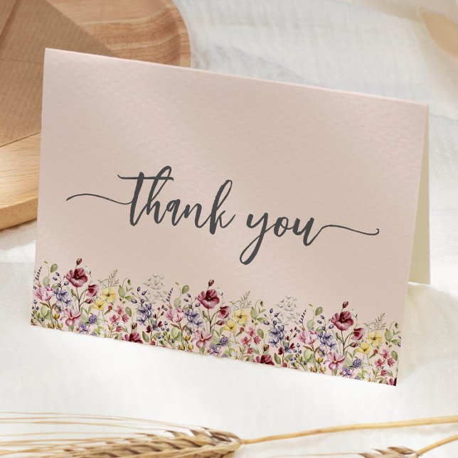 Wildflowers Blush Pink Floral Baby Shower Thank You Card (Creator Uploaded)