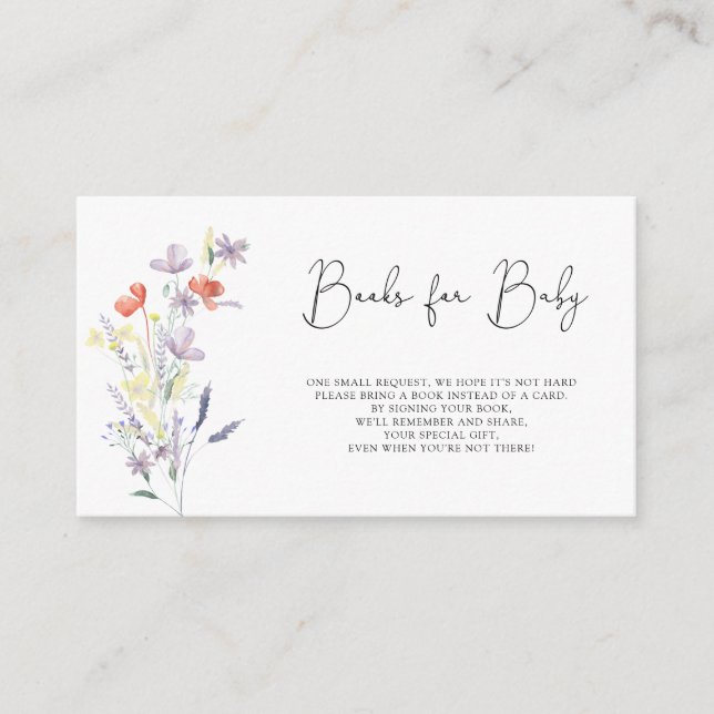 Wildflowers boho books for baby ticket enclosure card (Front)