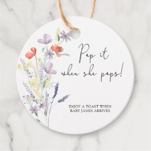 Wildflowers boho Pop it when she pops baby shower Favour Tags