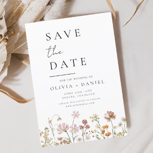 Wildflowers Boho Save the Date Minimalist 