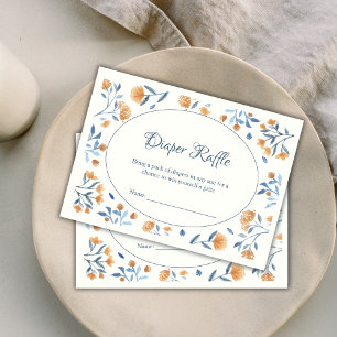 Wildflowers Boho Vintage Diaper Raffle Baby Shower Enclosure Card