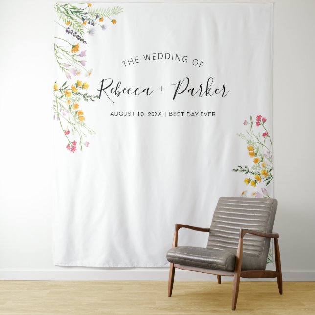 Wildflowers boho WEDDING Backdrop Photo booth Tapestry (In Situ)