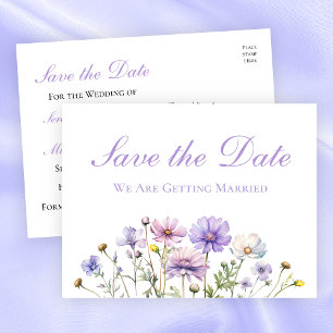 Wildflowers Boho Wedding Floral Save The Date Postcard