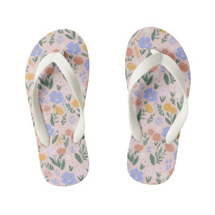 Wildflowers Botanical Floral Design Pink Kid's Thongs