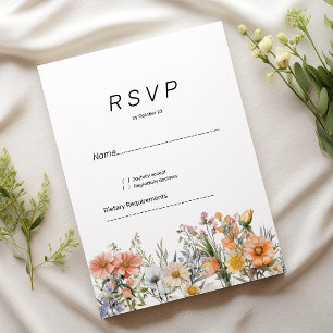 Wildflowers botanical garden floral RSVP Invitation