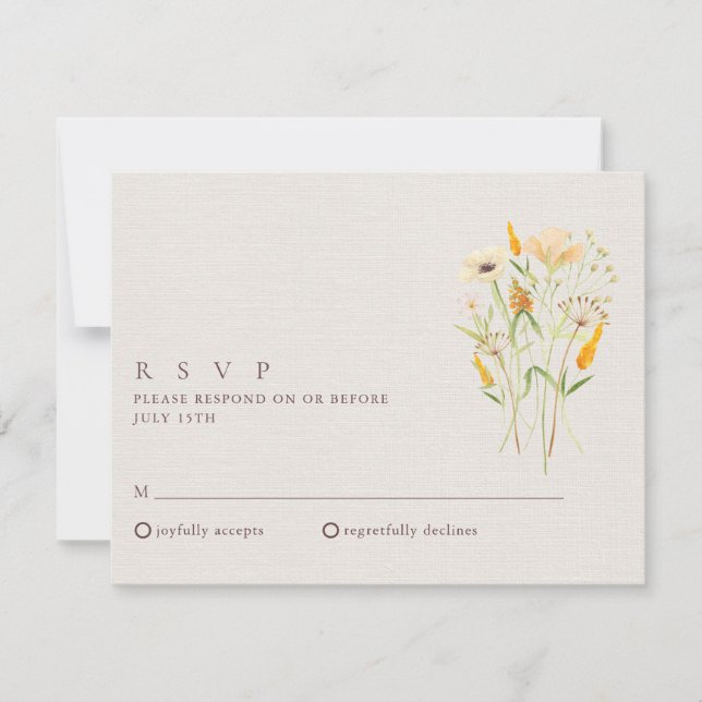 Wildflowers Botanical Garden Wedding RSVP Invitation (Front)