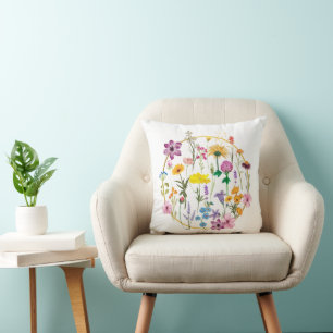 Wildflowers Botanical Pressed Flowers Cushion
