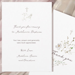 wildflowers bouquet   Baptism Thank you card
