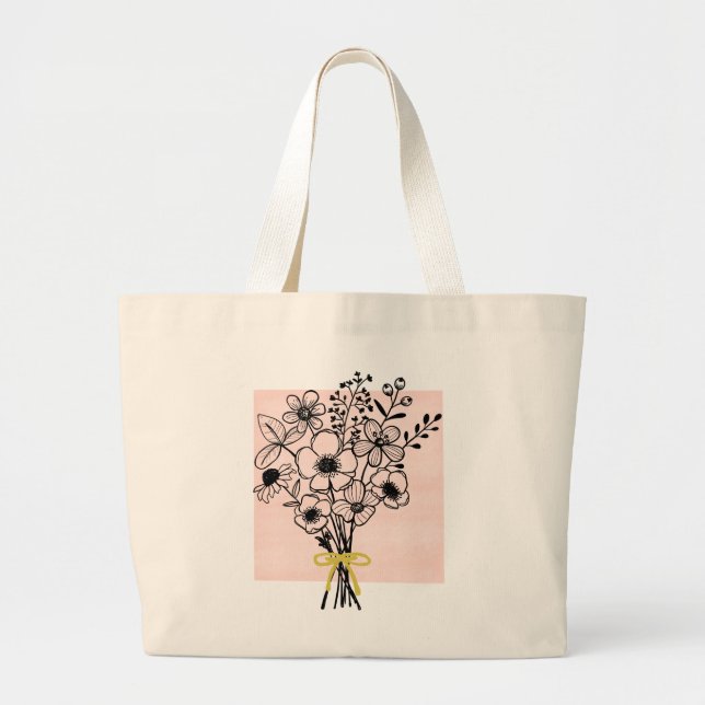 Wildflowers Bouquet Large Tote Bag (Front)