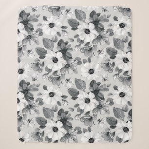 Wildflowers Bouquet Watercolor Vintage Illustratio Sherpa Blanket