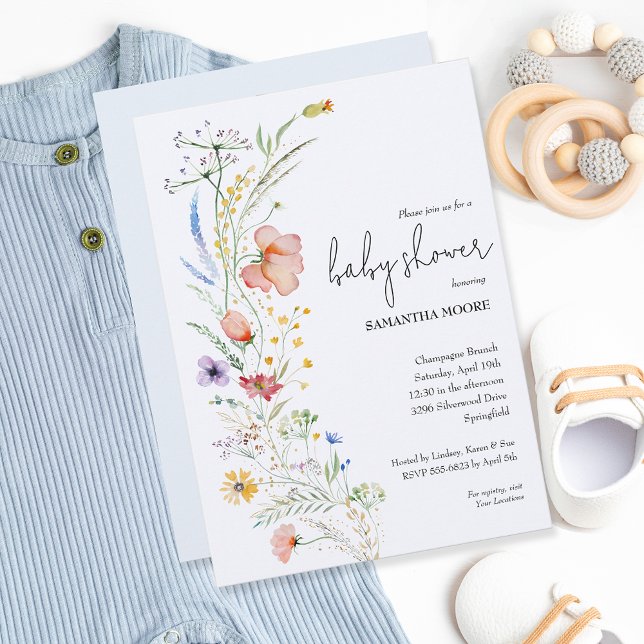 Wildflowers Boy Baby Shower Invitation (Creator Uploaded)