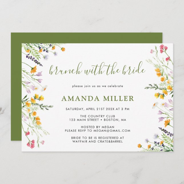 Wildflowers Bridal Shower Brunch invitation (Front/Back)