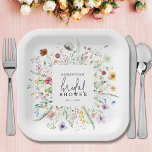 Wildflowers Bridal Shower Paper Plate<br><div class="desc">Stylish bridal shower square paper plates feature an elegant watercolor wildflower border and your details in chic lettering. MATCHING items in our collection.</div>