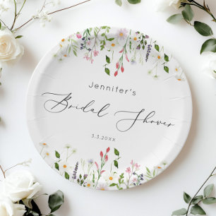 Wildflowers bridal shower paper plate