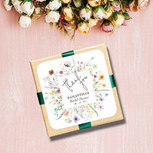 Wildflowers Bridal Shower Square Sticker